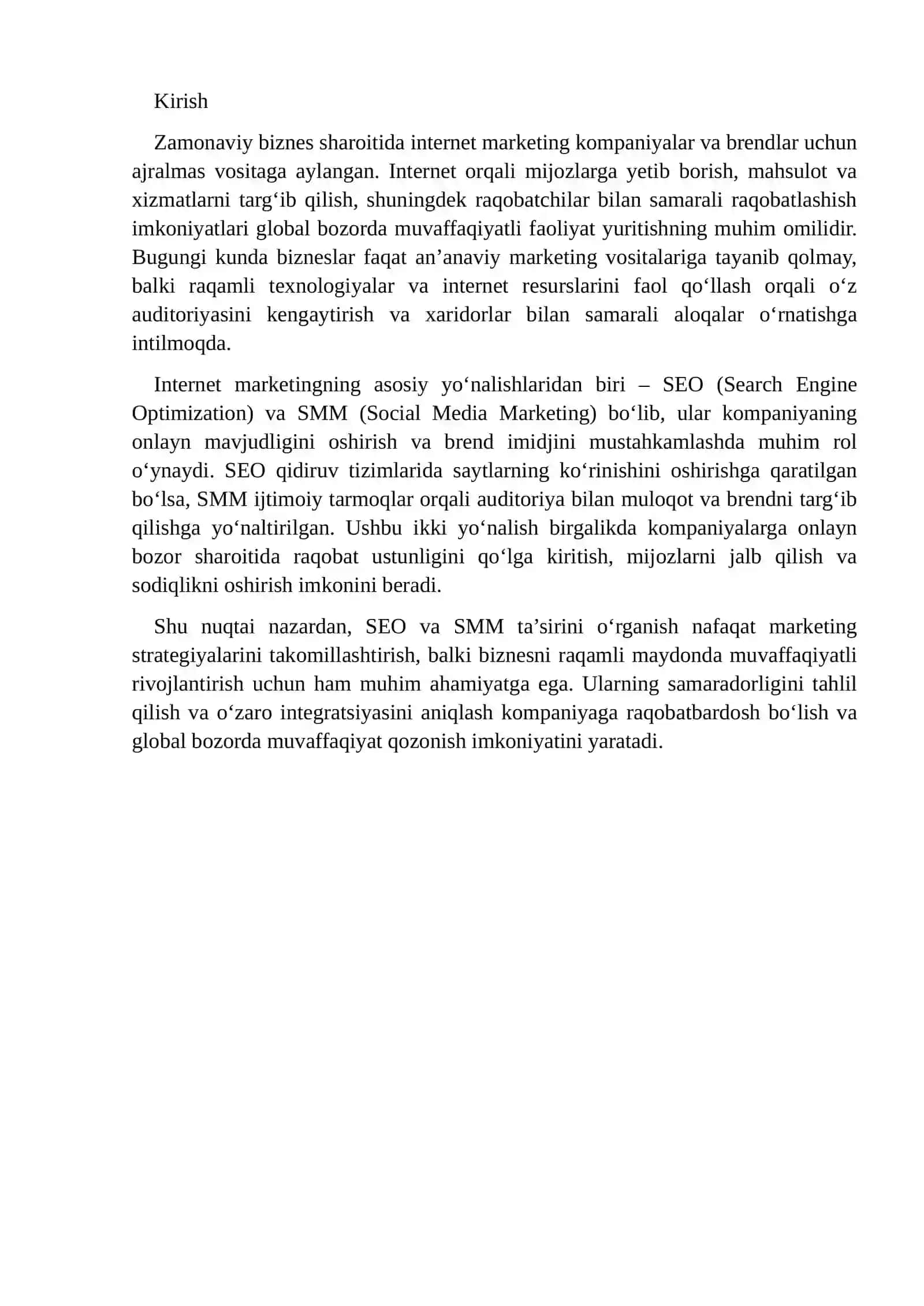 Internet marketingda seo va smm ta'sirini o'rganish 2