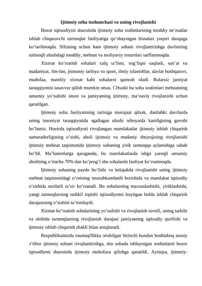 Ijtimoiy soha va uning milliy iqtisodiyotdagi roli 2