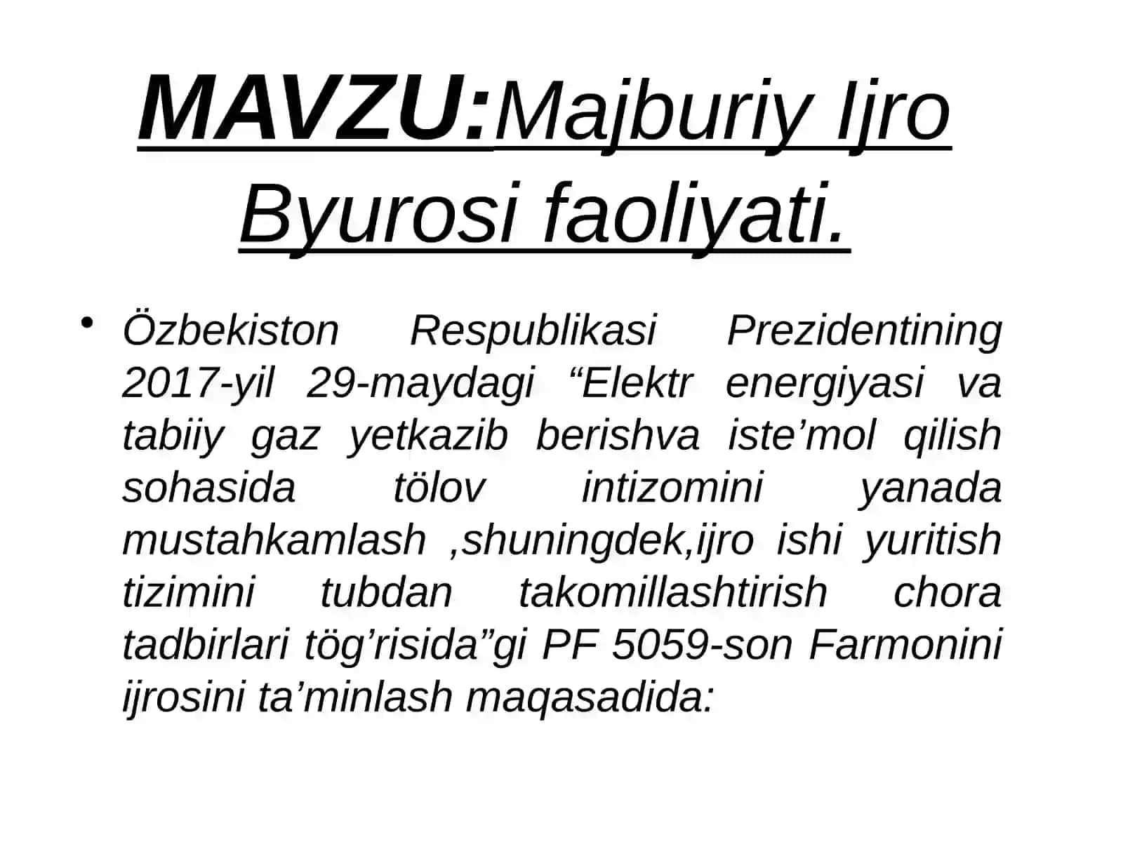 Majburiy Ijro Byurosi faoliyati 2