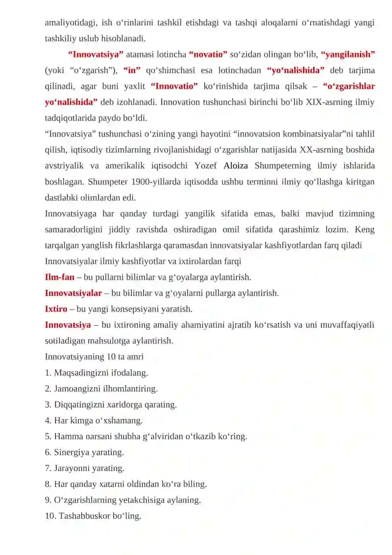 INNOVATSION FAOLIYATI ASOSLARI 2