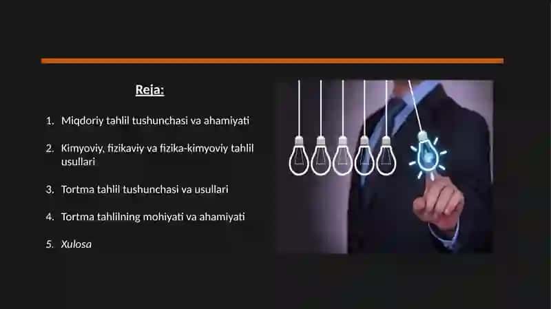 "Miqdoriy tahlil. Kimyoviy, fizika-kimyoviy, fizikaviy tahlil usullari. Tortma tahlil. Tortma tahlilning mohiyati" mavzusidan tayyorlagan Taqdimot 2