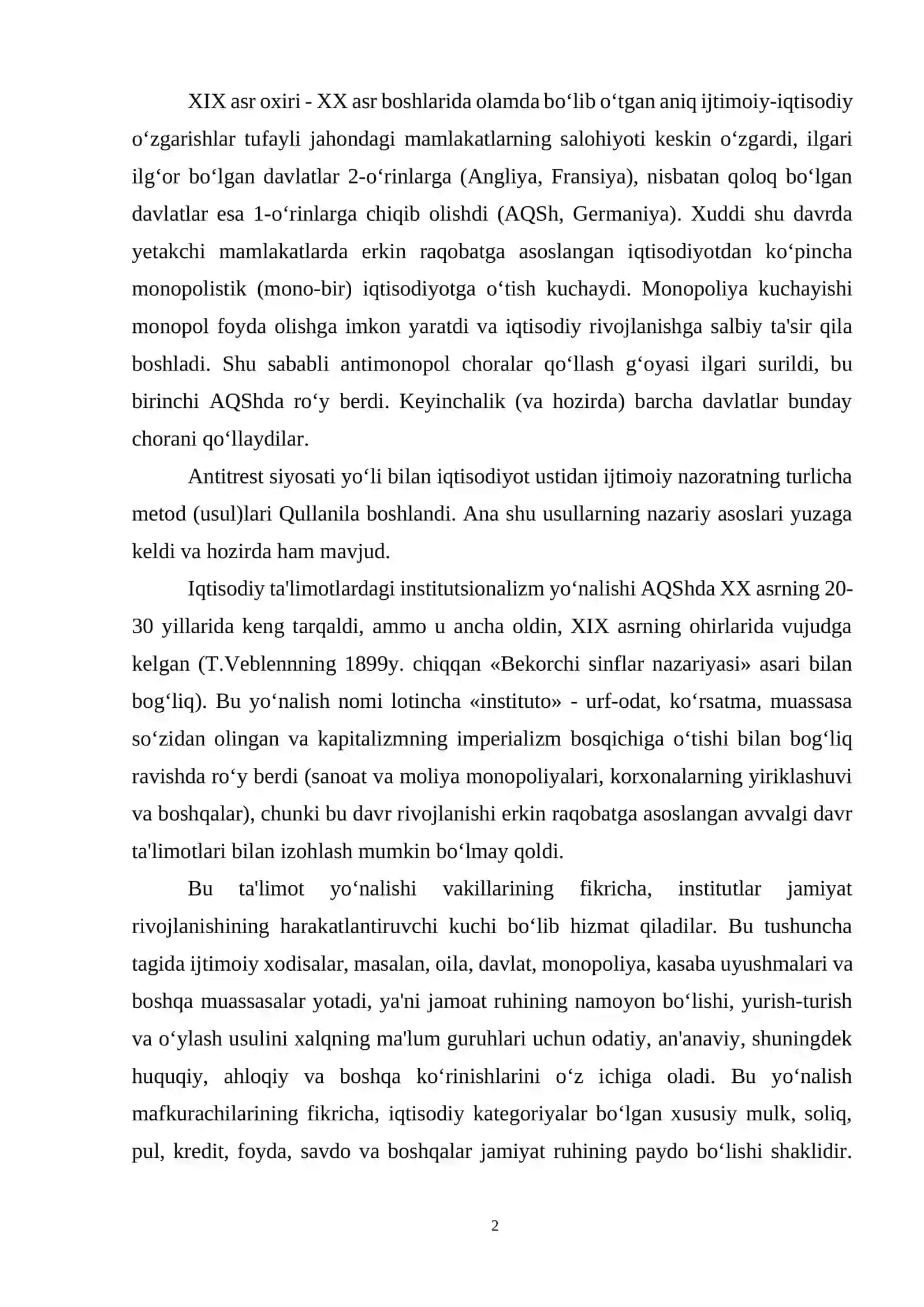 Institutsionalizm yo`nalishining mohiyati va ahamiyati 2