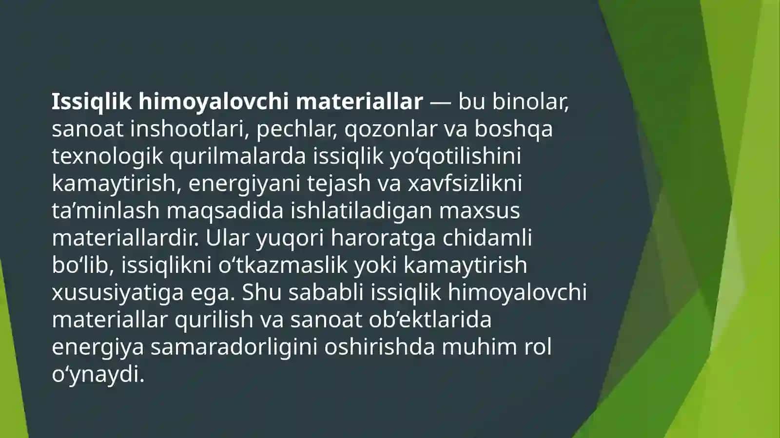 Issiqlik himoya loy'chimateriallari 2