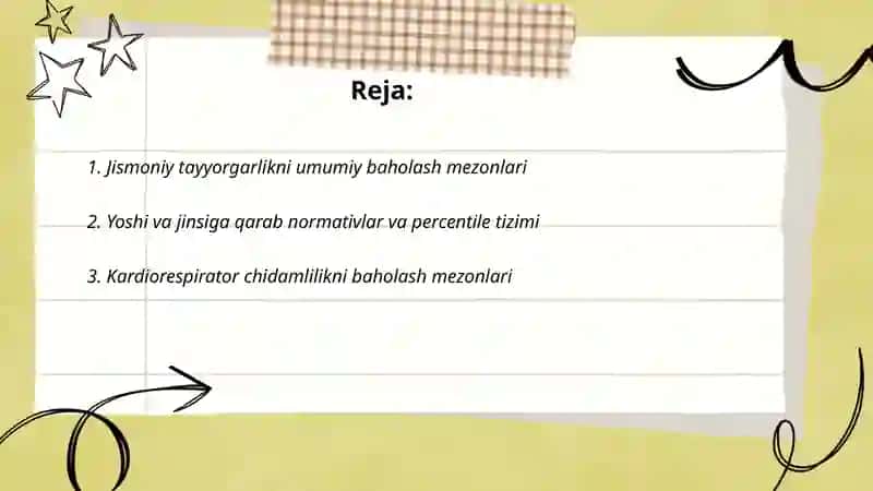 Jismoniy tayyorgarligini baholash mezoni 2