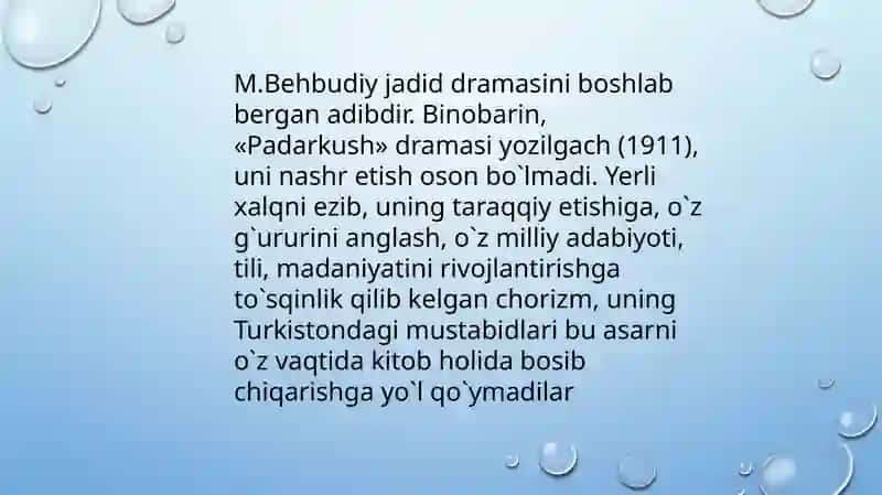 M.Behbudiyning “Muxtasar islom tarixi” asarini tahlil etish va esse tayyorlash 2