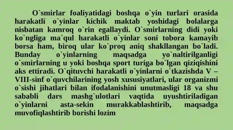 O'yinlar orqali sport o'yinlari elementlarini o'rgatish 2