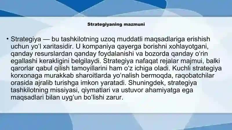 Strategiya va raqobat ustunligi 2