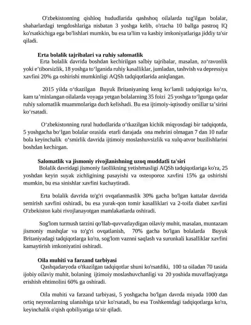 Erta bollalikning insoning kelajak hayoti haqida ta'siri misollar 2