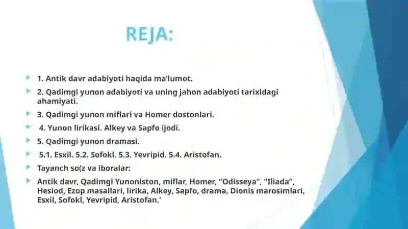 ANTİK DAVR YUNON ADABIYOTI 2