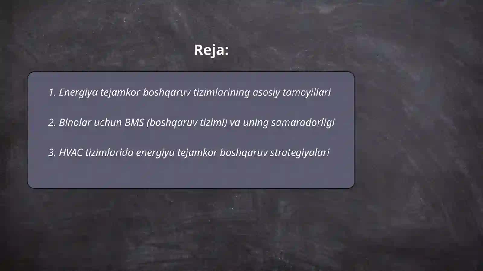 Energiya tejamkor boshqaruv tizimlari 2