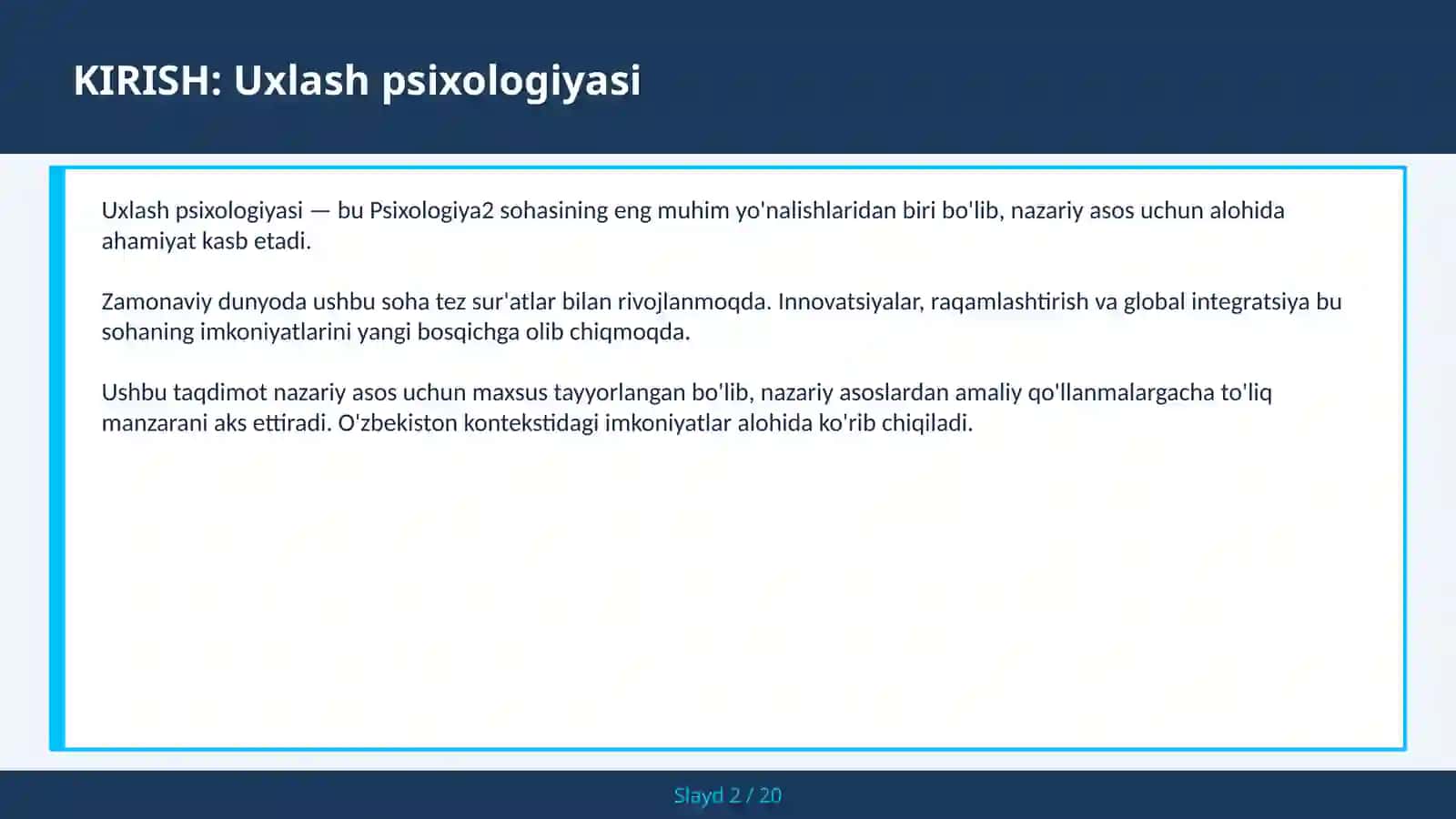 Uxlash Psixologiyasi 2