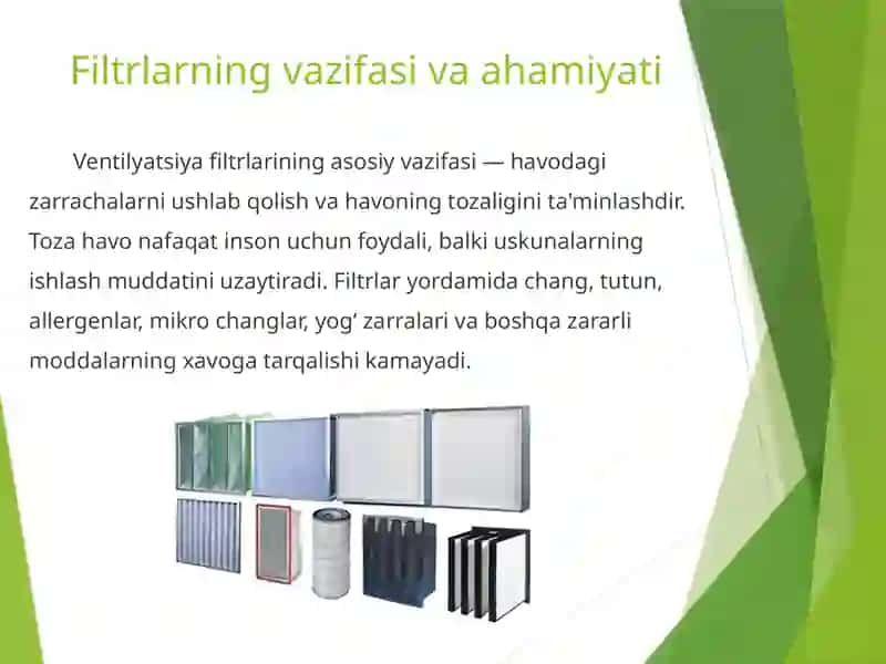 Ventilyatsiya tizimida foydalaniladigan filtrlar 2