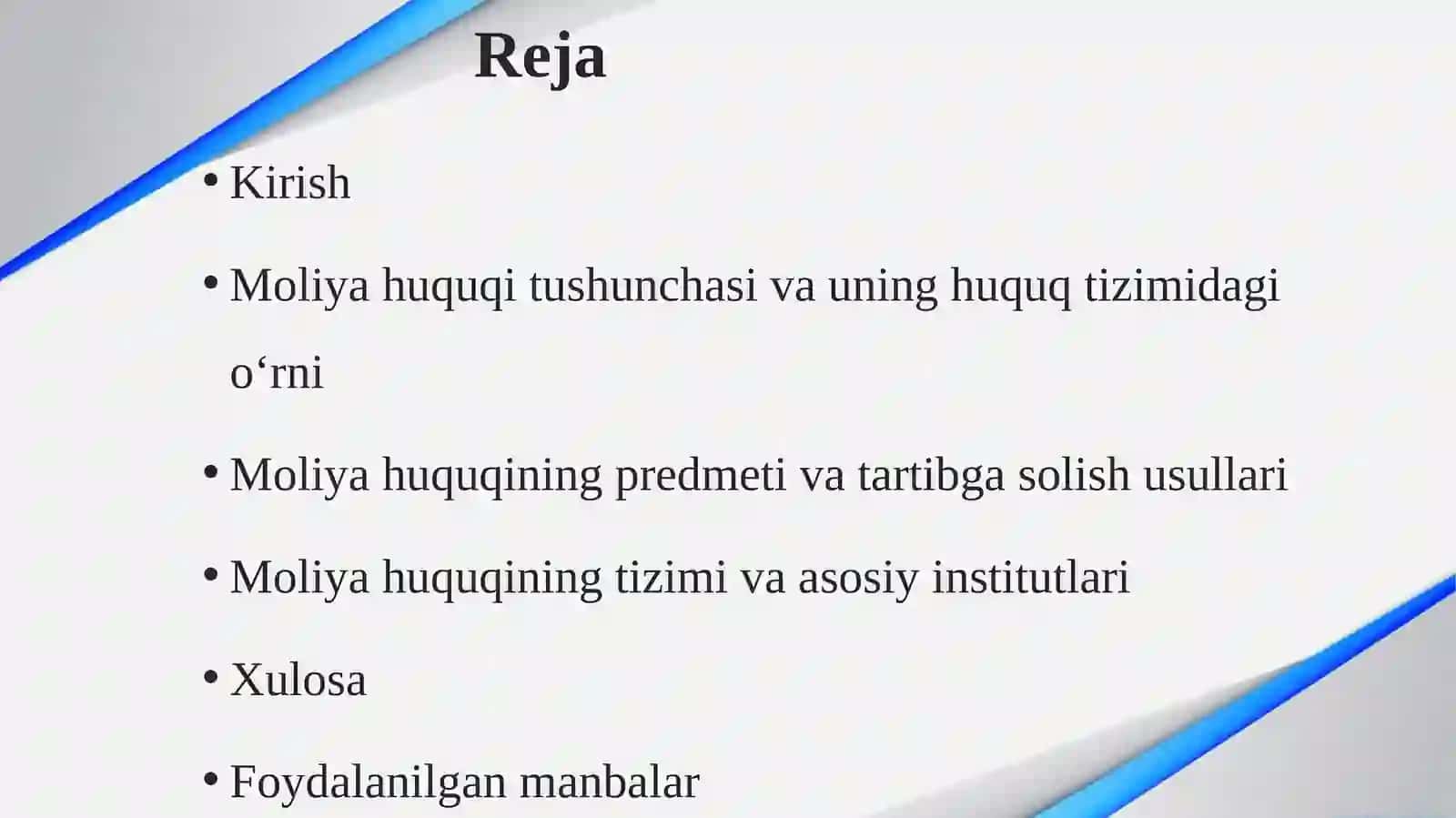 Moliya huquqi va tushunchasi va predmeti 2