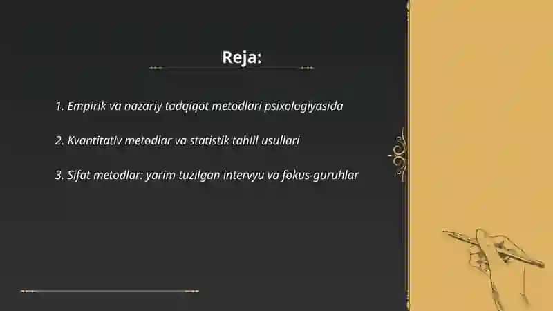 Hozirgi zamon psixologiyasining tadqiqot metodlari 2