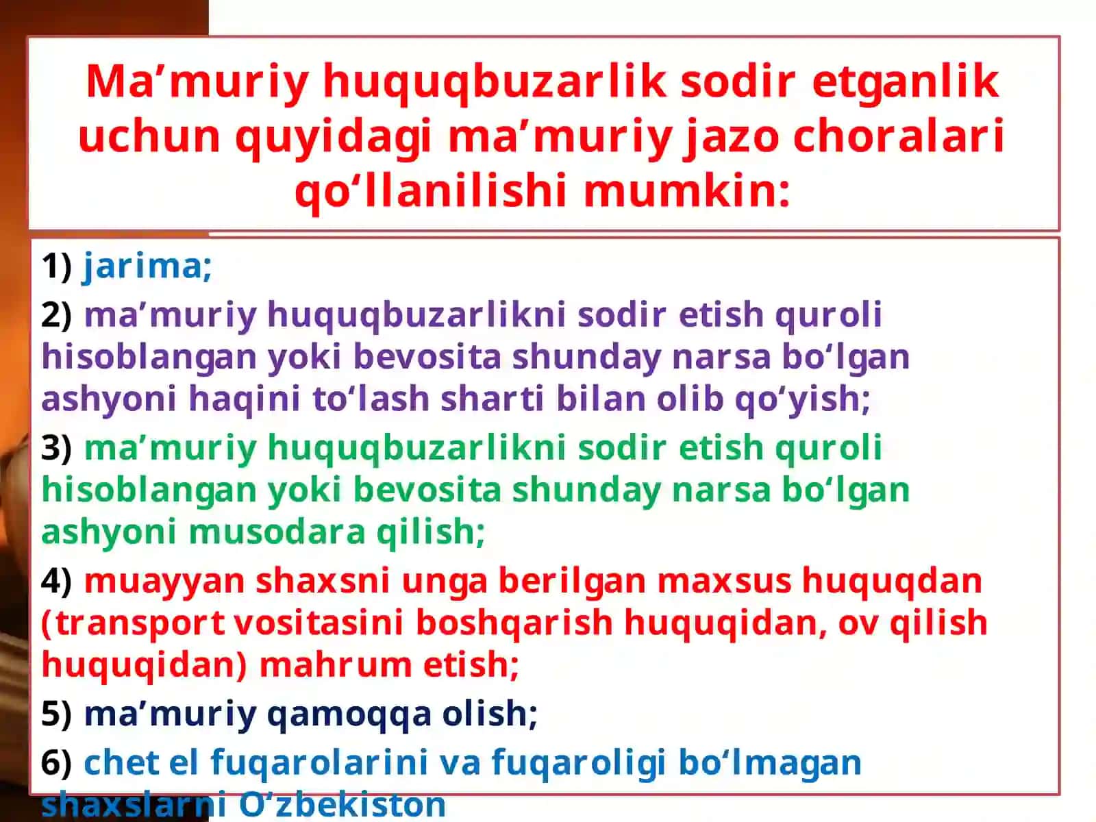 Ma’muriy jazova uning turlari 2