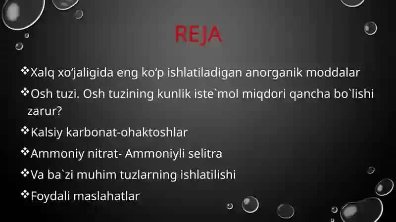Engmuhim tuzlarning ishlatilishi 2