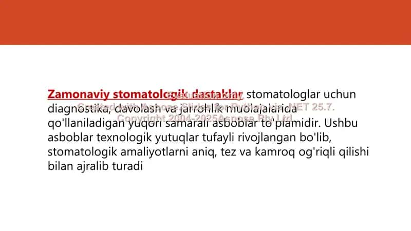 Zamonaviy stomatologik dastaklar 2