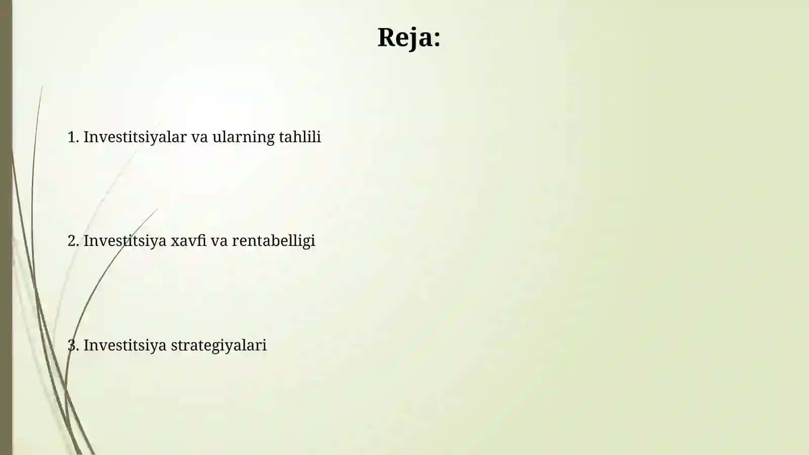 Investitsiyalar va investitsiya tahlili 2