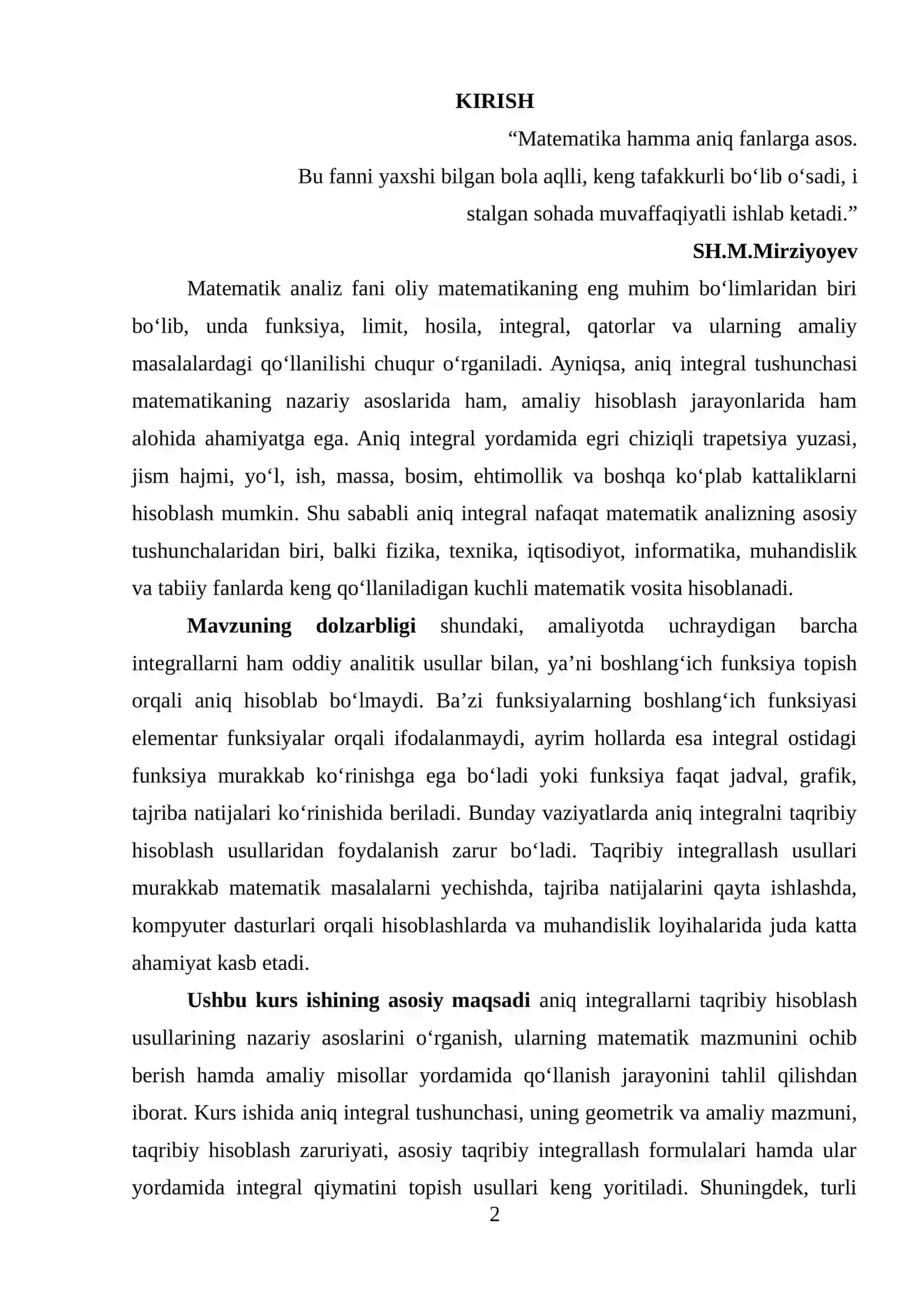 Aniq integrallarni taqribiy hisoblash 2