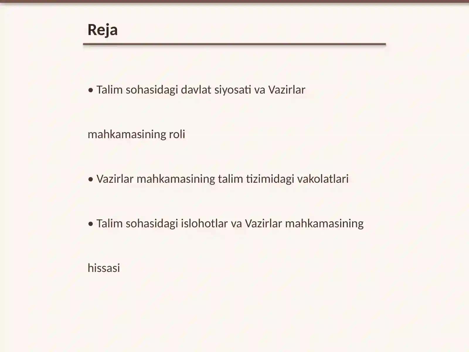Vazirlar mahkamasining talim sohasidagi vakolatlari 2