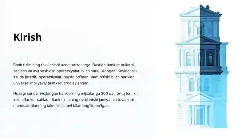 Bank Tizimining Rivojlanishi 2