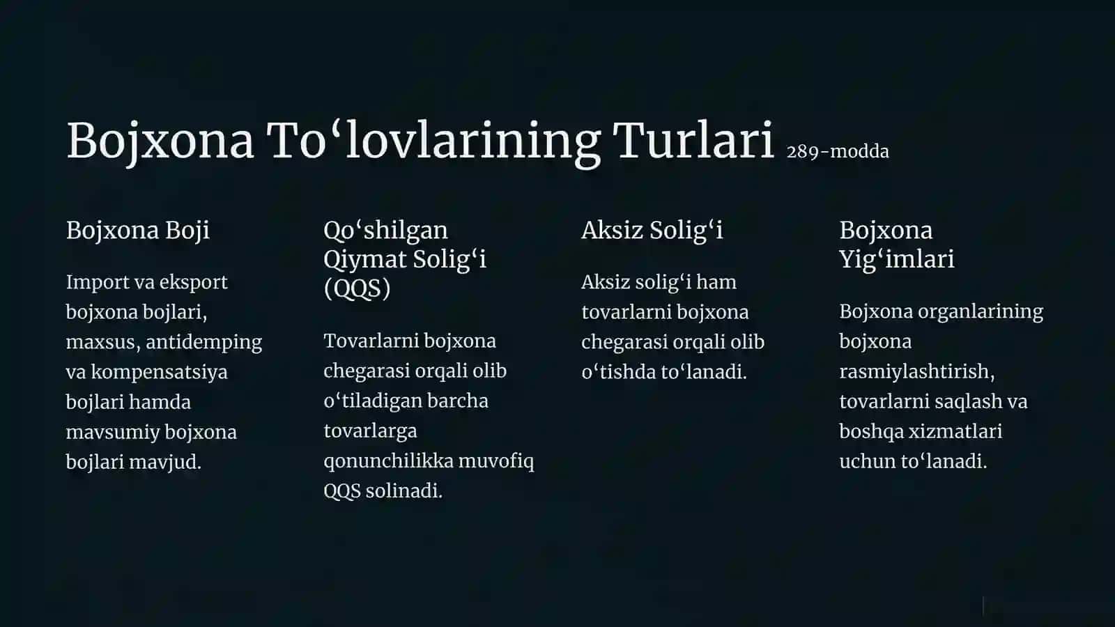 Bojxona boji va tarif usullari 2