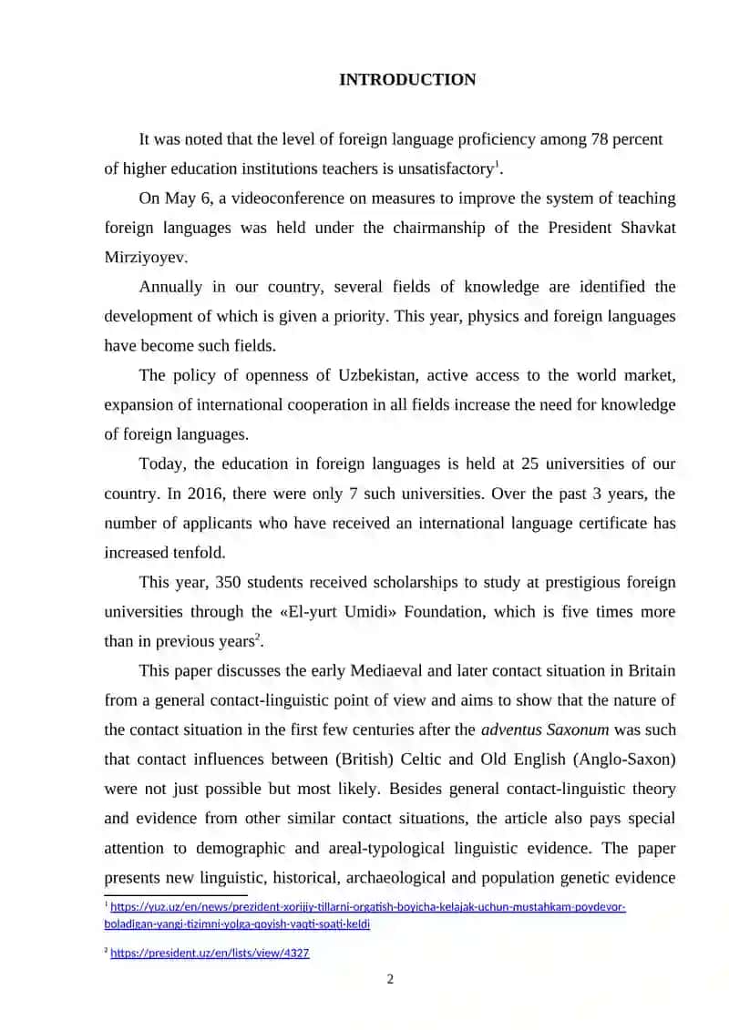THE CELTIC LANGUAGE AND ITS INFLUENCE ON ENGLISH LANGUAGE 2