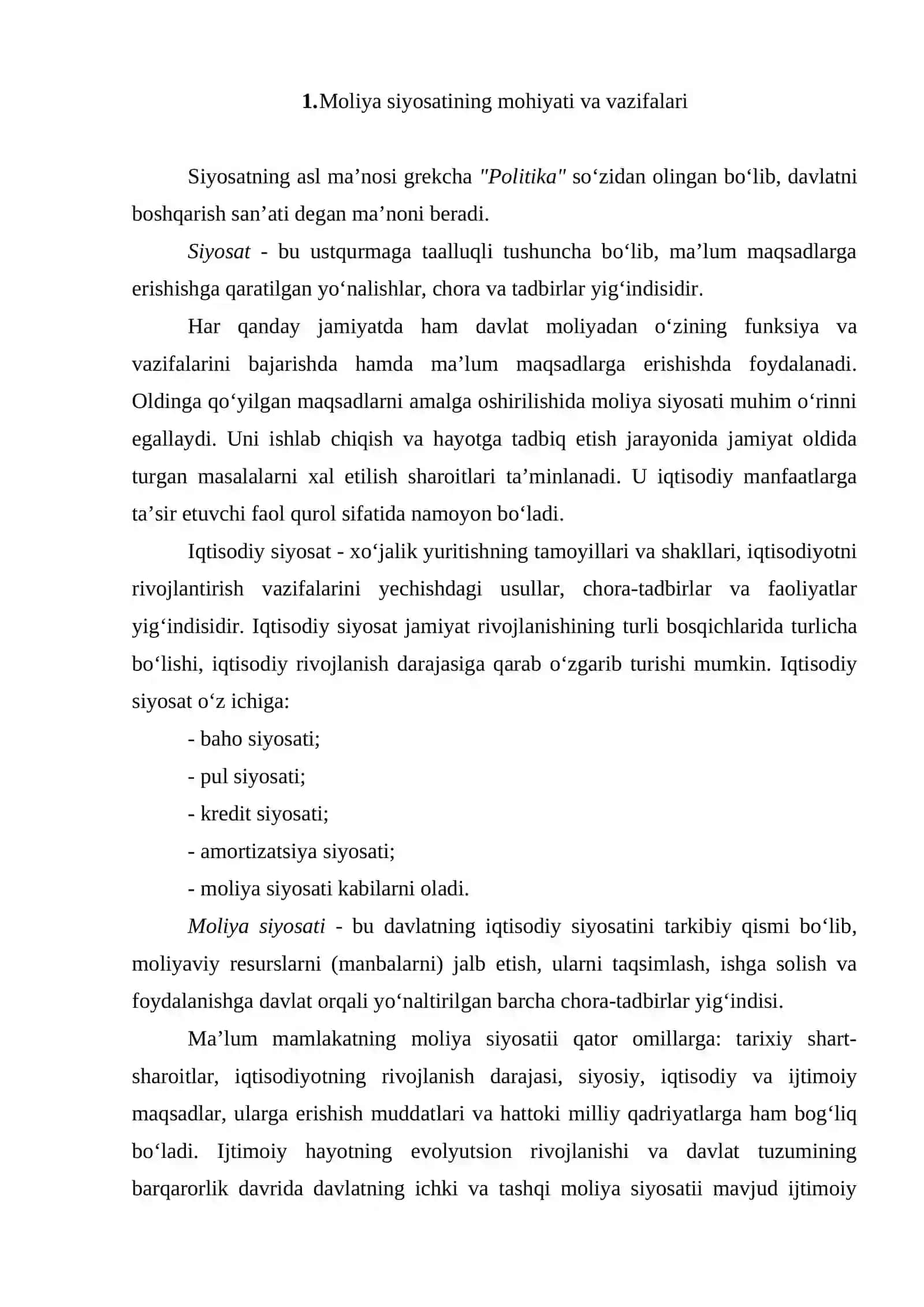 Moliya siyosati va moliya mexanizmi 2