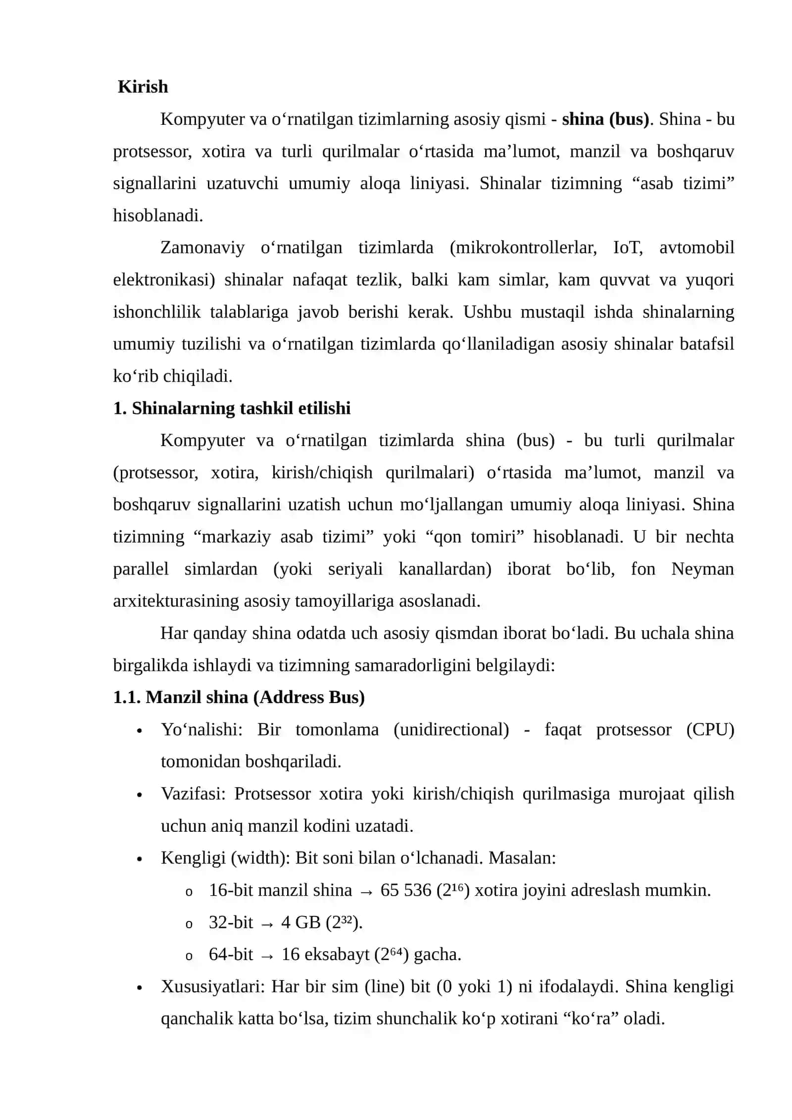 Shinalarni tashkil etilishi 2