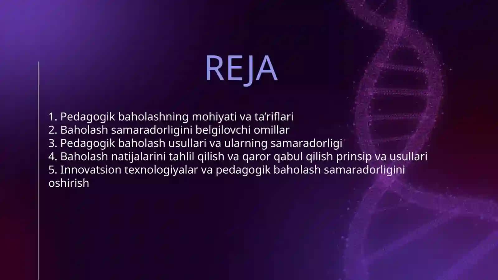 PEDAGOGIK BAHOLASH SAMARADORLIGI SHARTLARI 2