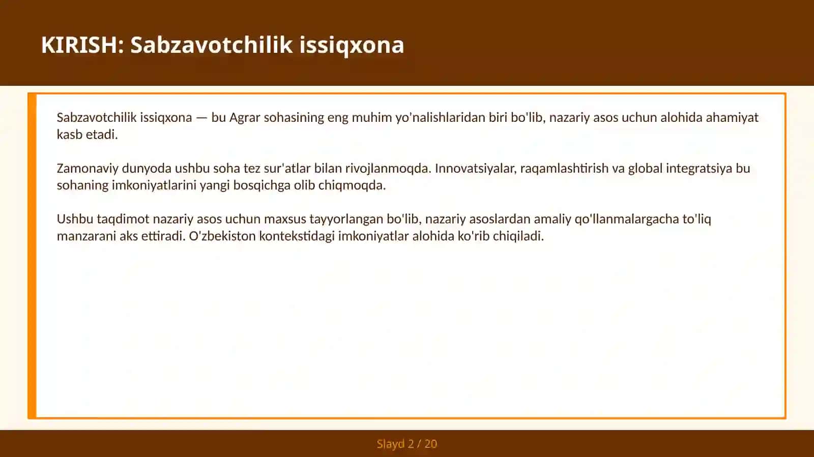 Sabzavotchilik issiqxona 2
