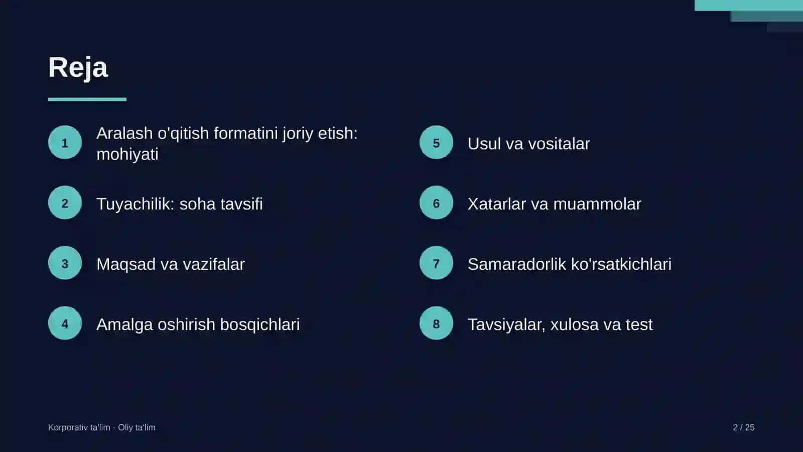 Tuyachilikda aralash o'qitish formatini joriy etish 2