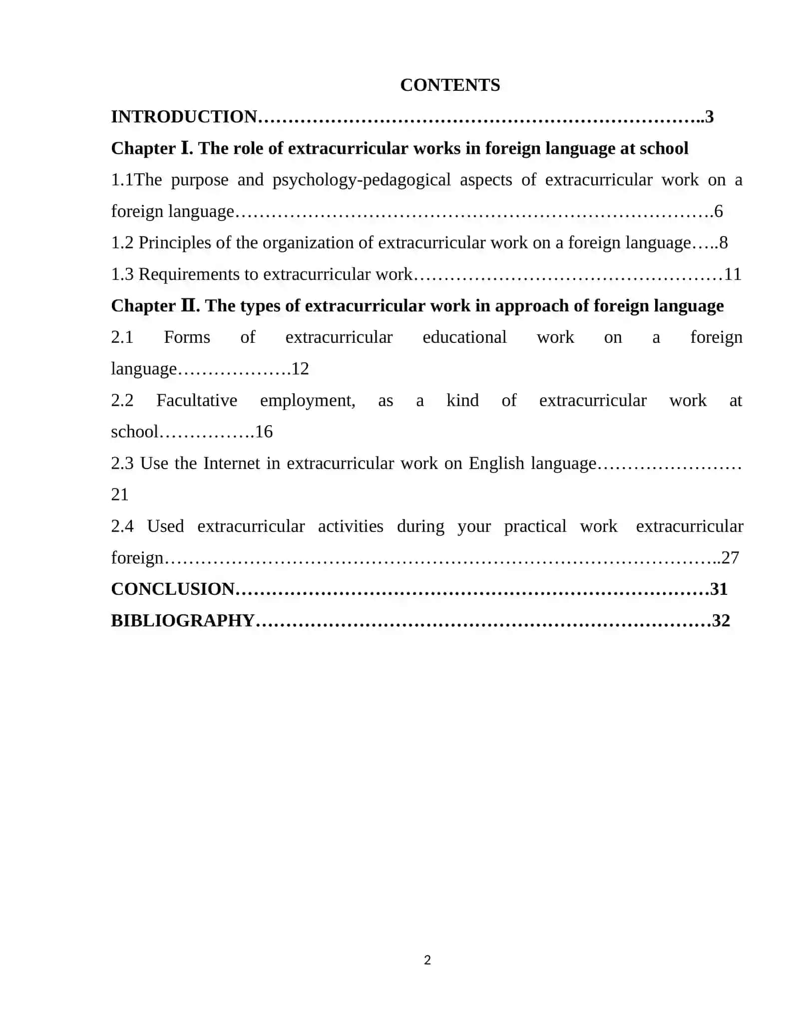 Course Paper on Extracurricular Work in Foreign Language Teaching 2