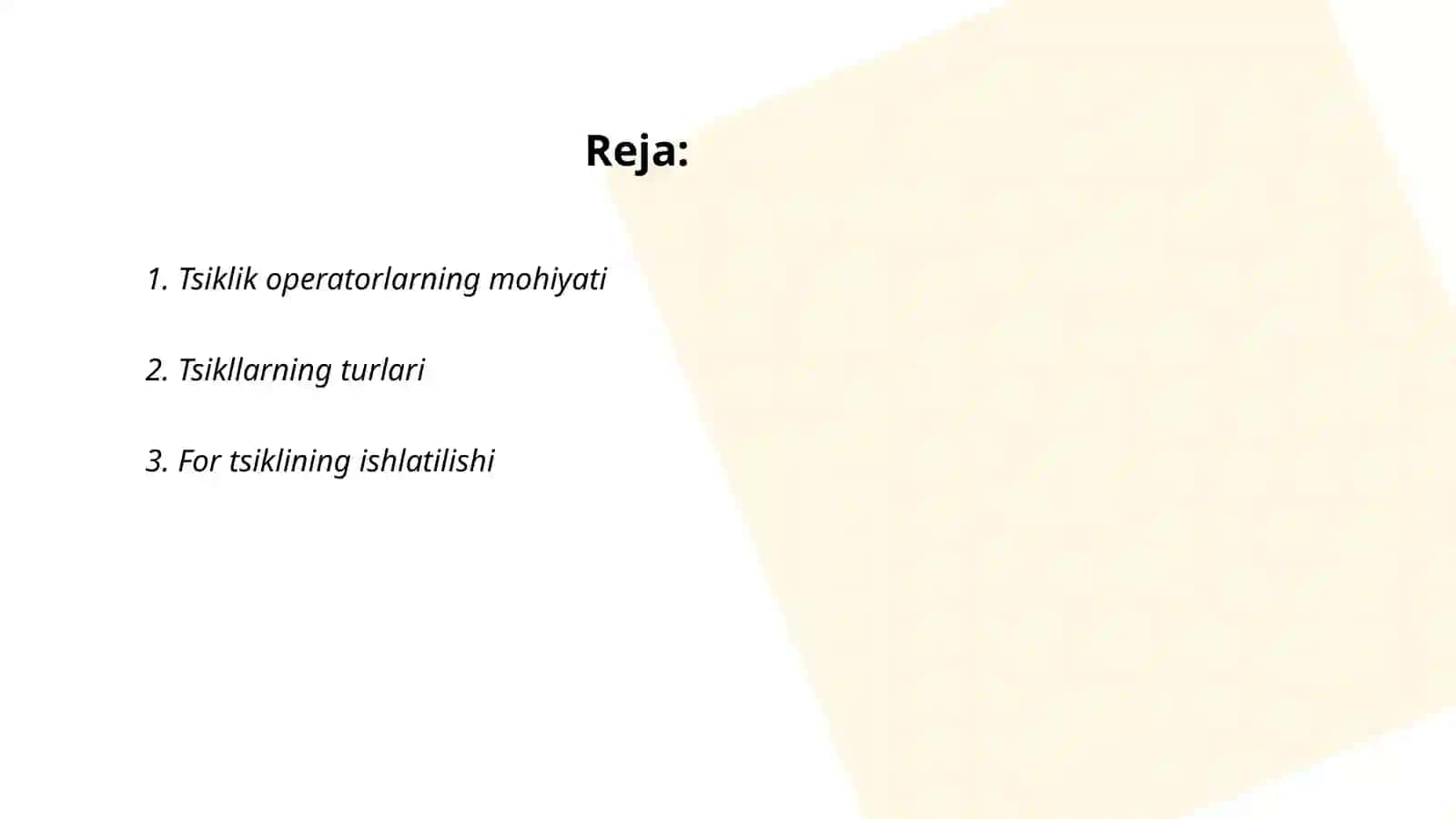 Tsiklik operatorlarning mohiyati 2