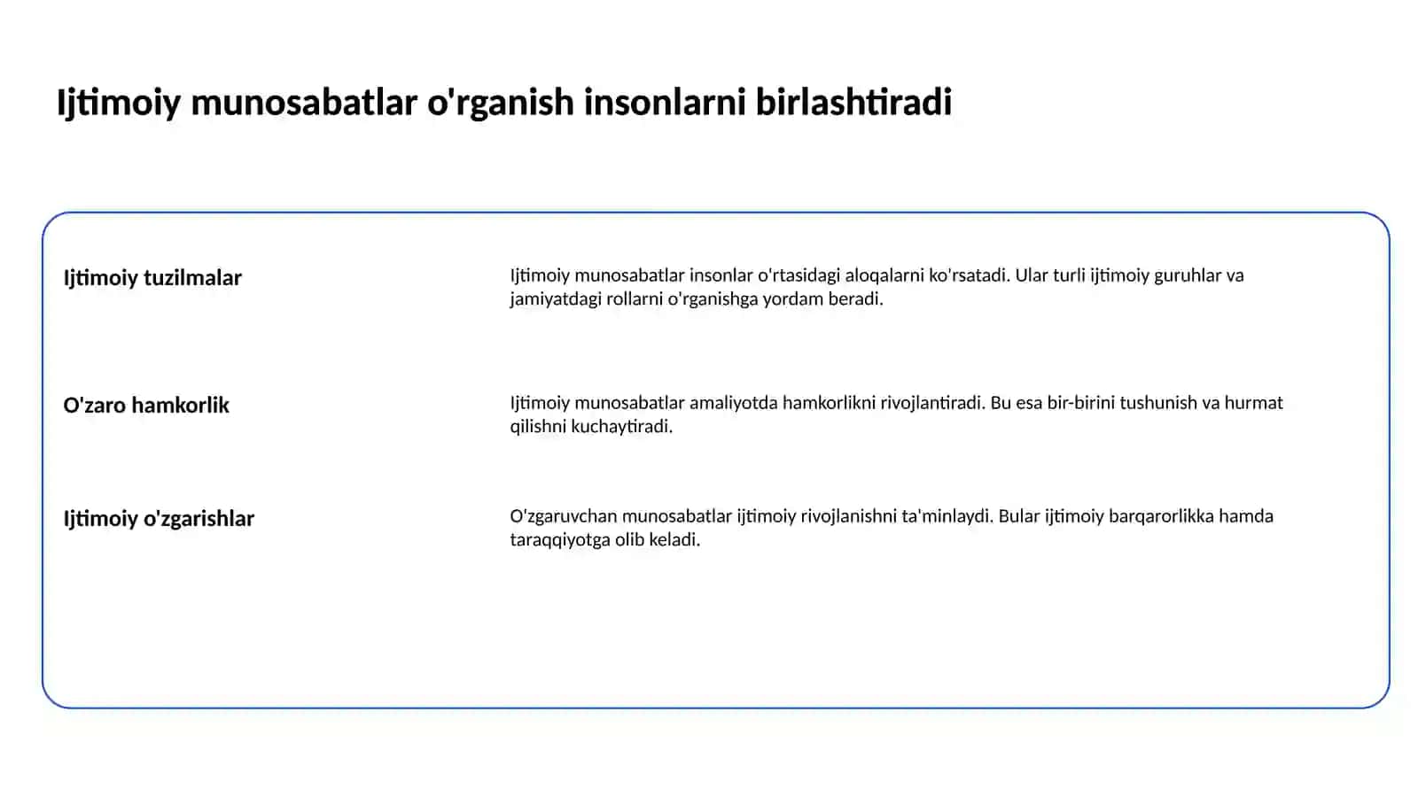 Sotsial va shaxslararo munosabatlar 2