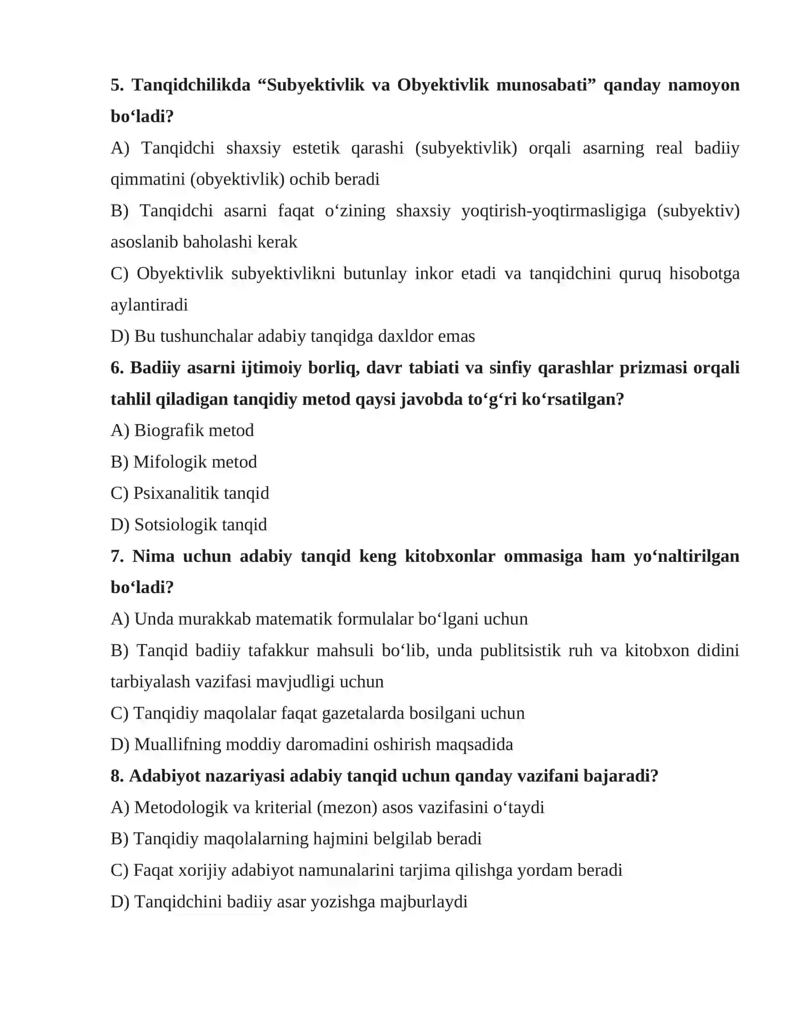 Adabiy tanqid fan sifatida 2