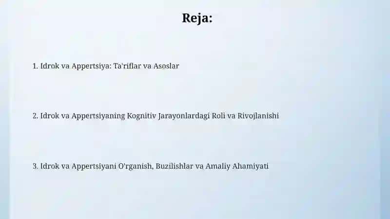 Idrok va Appertsiya 2