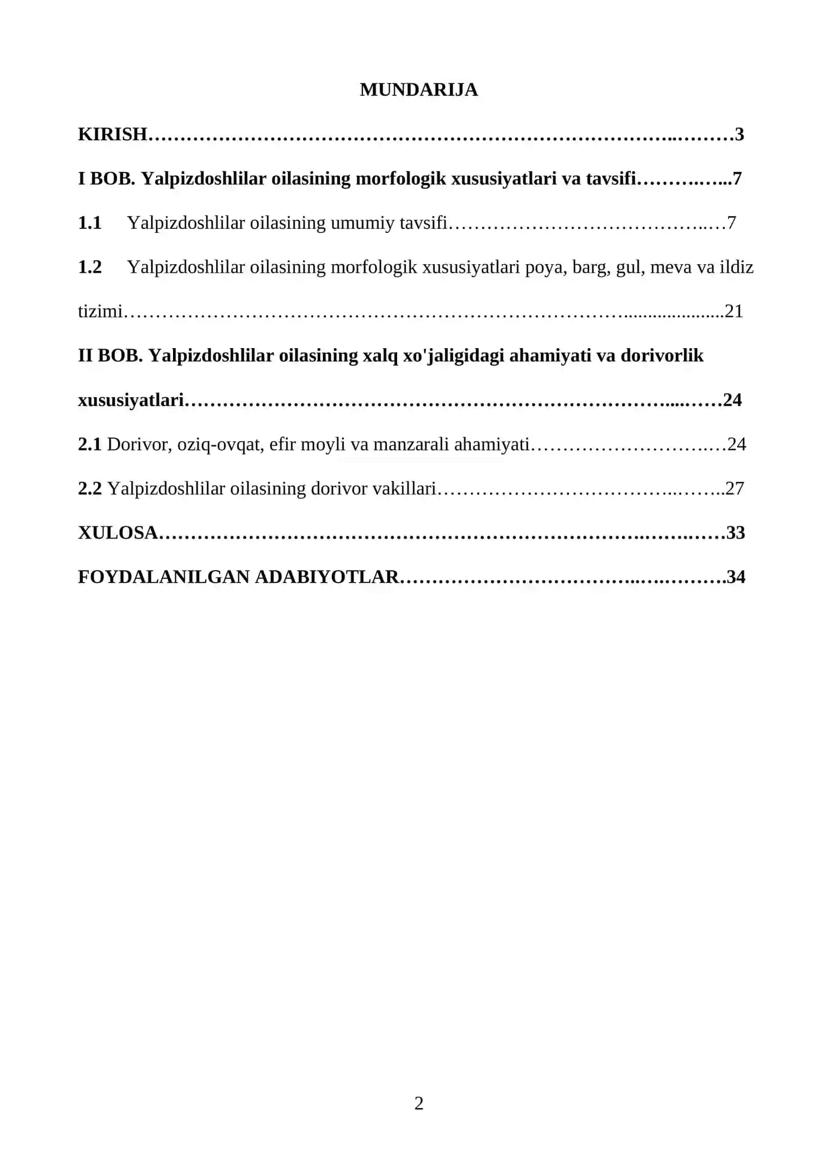 Yalpizdoshlar (Lamiaceae) oilasi mavzusida kurs ishi 2