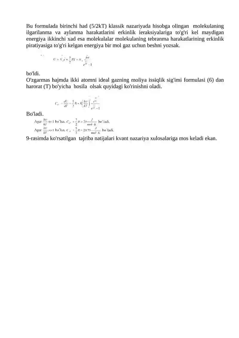 Issiqlik sig'imining kvant nazariyasi 2
