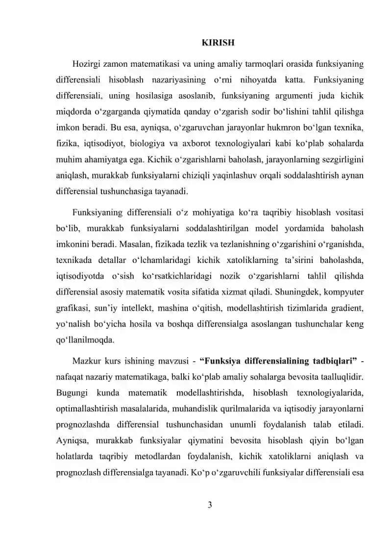 Funksiya differensiali va uning qo`llanilishi 2