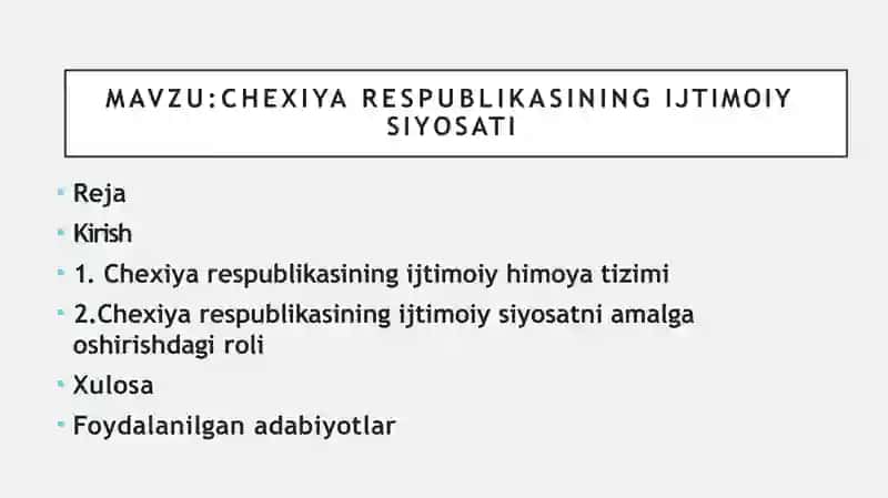 CHEXIYA RESPUBLIKASINING IJTIMOIY SIYOSATI 2