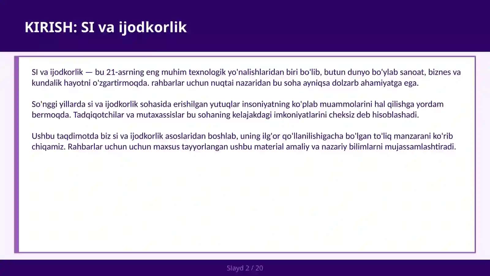 SI VA IJODKORLIK 2