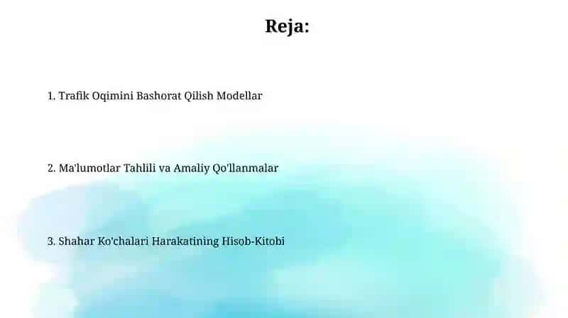 Trafik Oqimini Bashorat Qilish Modellar 2