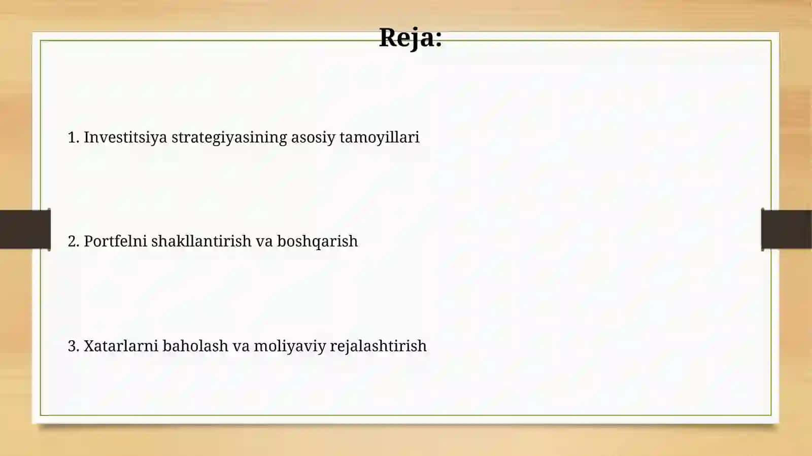 Investitsion strategiyani ishlab chiqish prinsiplari 2