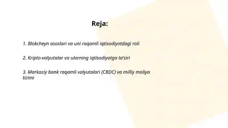 Raqamli iqtisodiyot va Blokcheyn 2