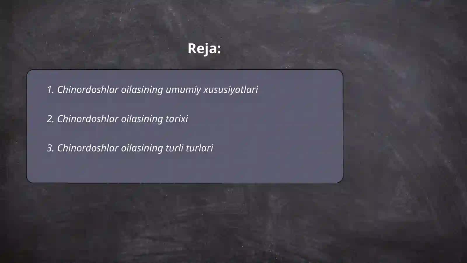 Chinordoshlar oilasi 2