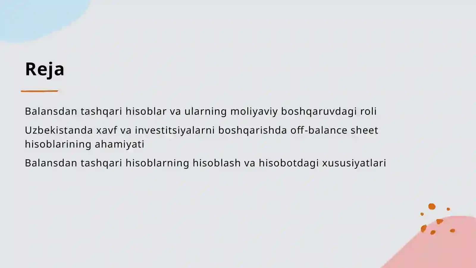 Balansdan tashqari schyotlar 2