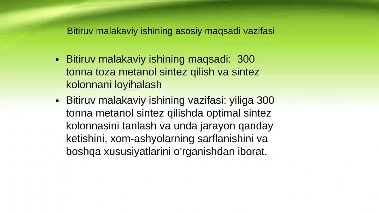 Sintez kolonna loyihalash va hisoblash 2
