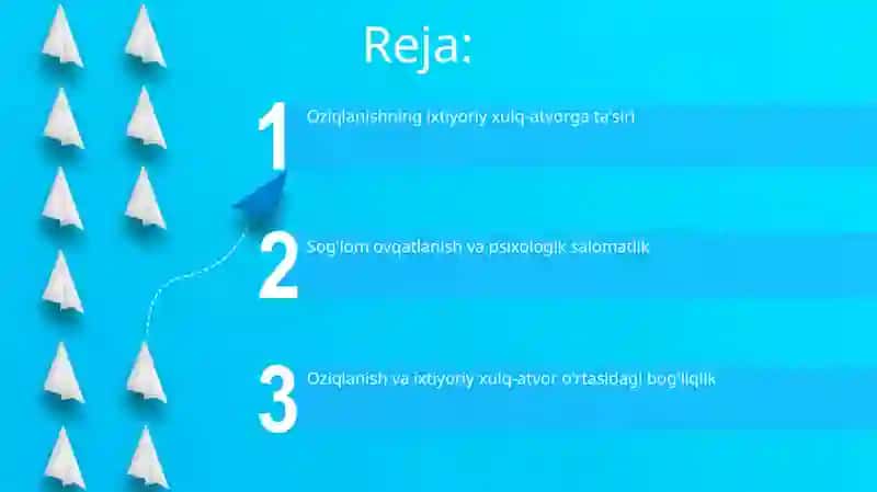 Oziqlanishning ixtiyoriy xulq-atvorga ta'siri 2