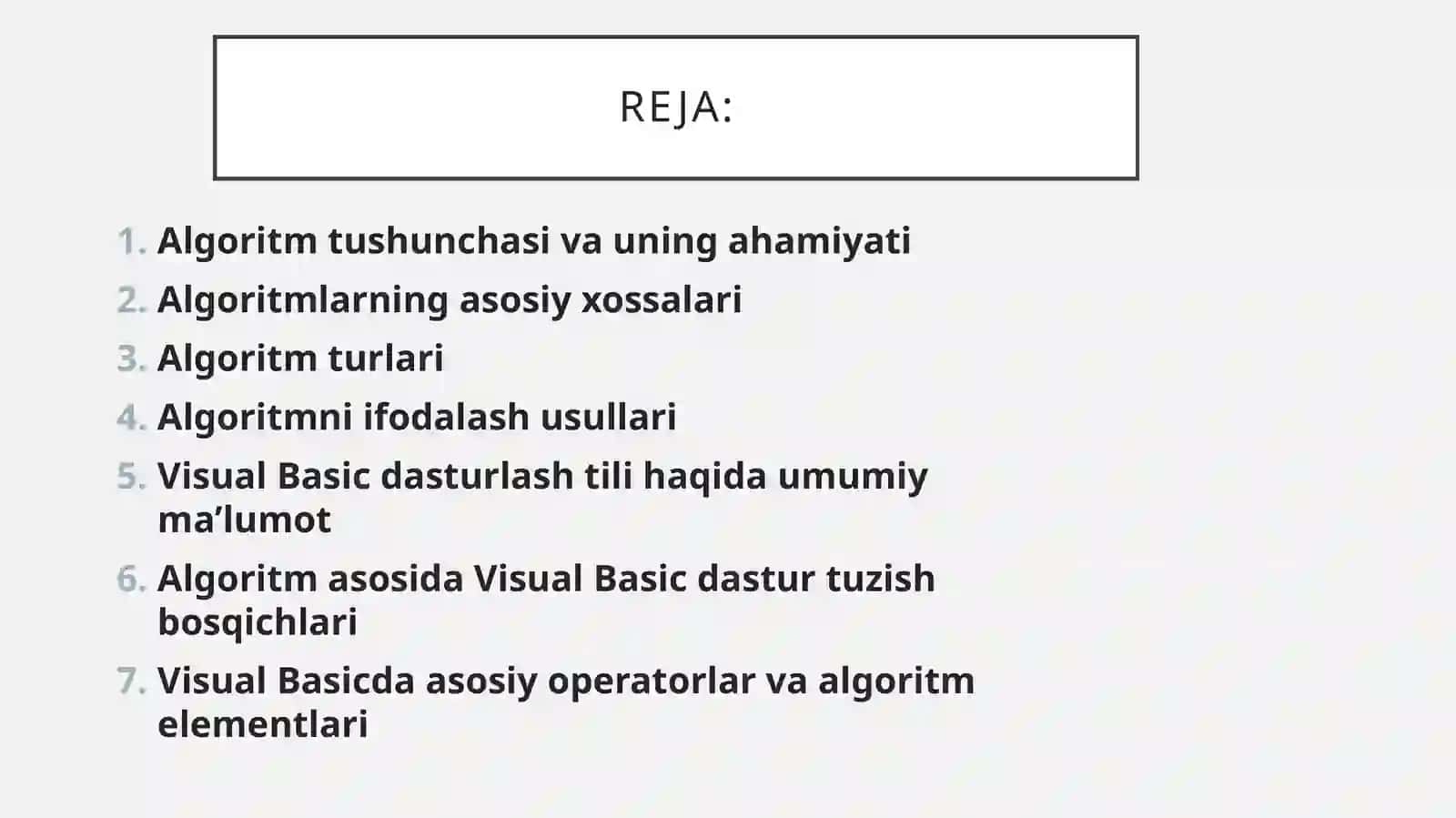 Masalalarning algoritm in tuzish va shu algoritm asosida Visual Basic dasturlash tilida dastur tuzish 2